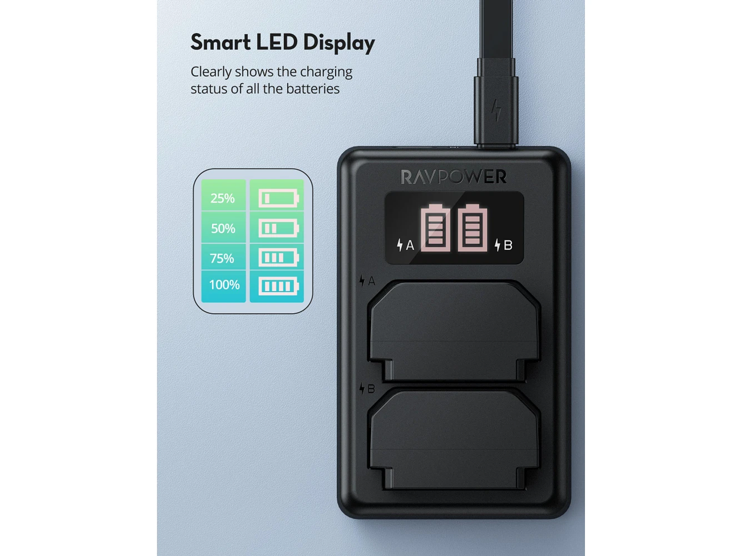 Ravpower  Bateria Reemplazo Sony NP-FZ100 Kit 2x con Cargador USB 3