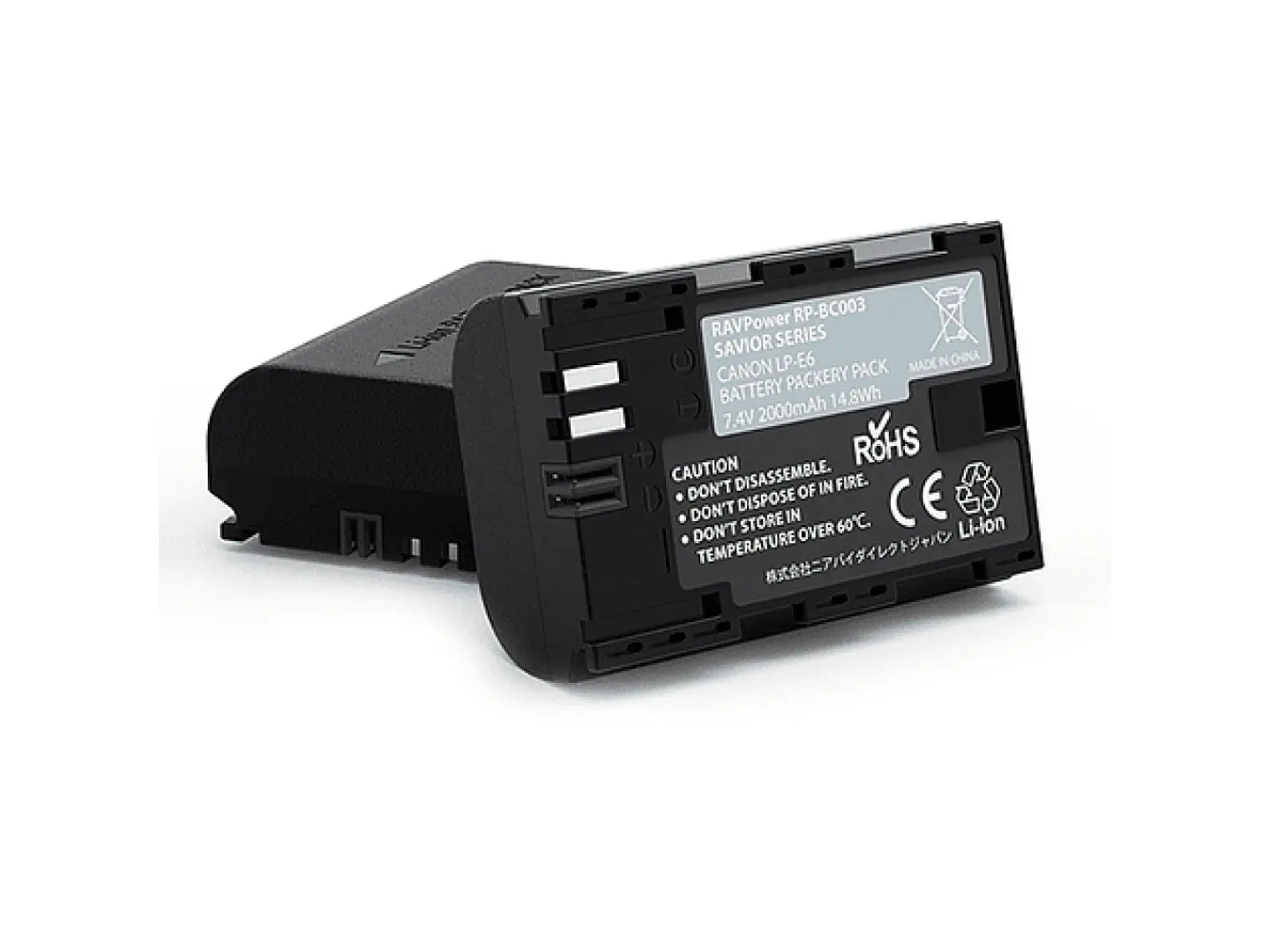 Ravpower  Bateria Reemplazo Canon LP-E6 Kit 2x con Cargador USB 3