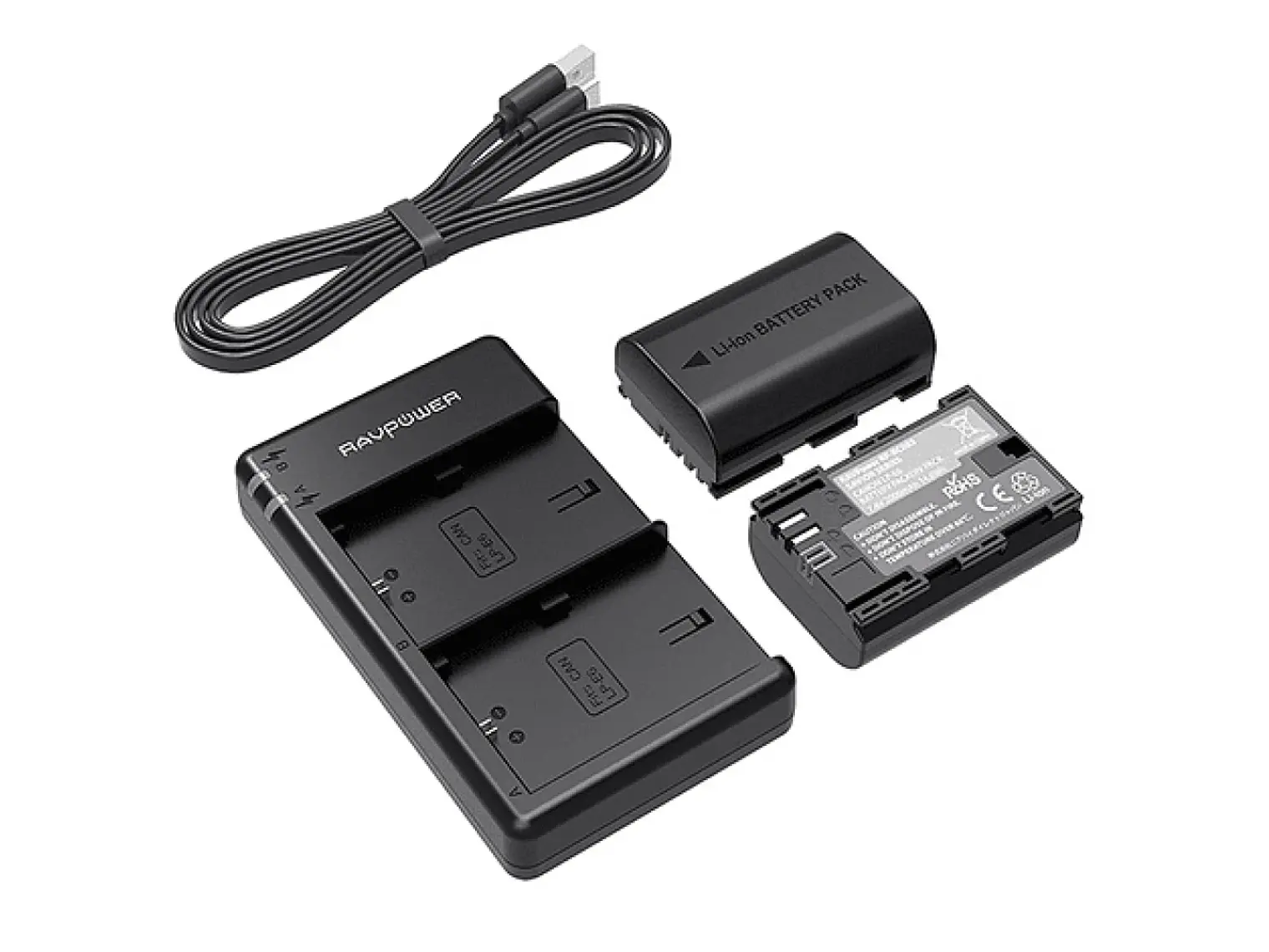 Ravpower  Bateria Reemplazo Canon LP-E6 Kit 2x con Cargador USB 4