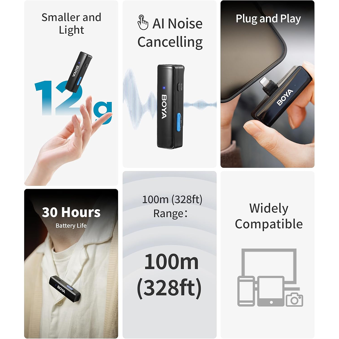 BOYA BY-BOYALINK Sistema de Microfono Inalambrico Doble. Todo en uno 5