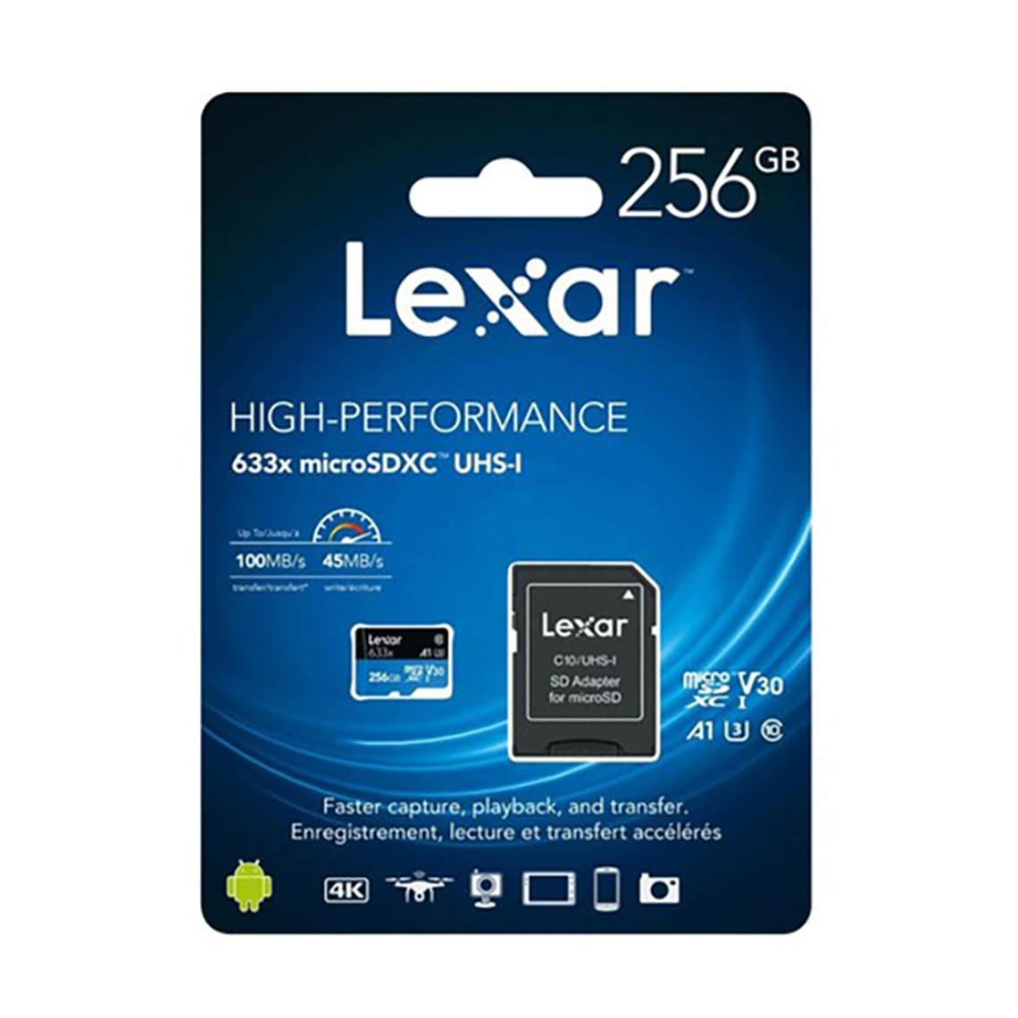 Tarjeta Memoria Lexar 256GB Micro SDXC 633X V30 UHS-I 100MB/s-45MB/s 1