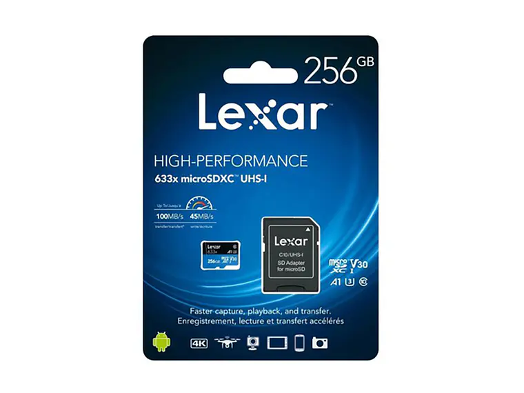 Tarjeta Memoria Lexar 256GB Micro SDXC 633X V30 UHS-I 100MB/s-45MB/s 1