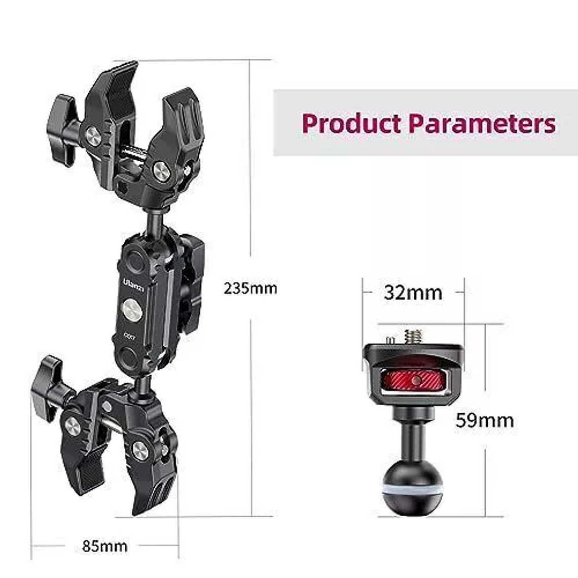 Ulanzi C017 Brazo doble Pinza y Soporte de Accesorios de 1/4