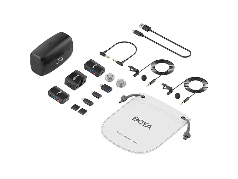 Boya Micrófono Doble 3-EN-1 Con Grabadora y 300 Metros de Alcance 2