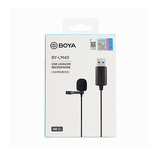 Boya Micrófono Lavalier USB Cable de 4 Metros
