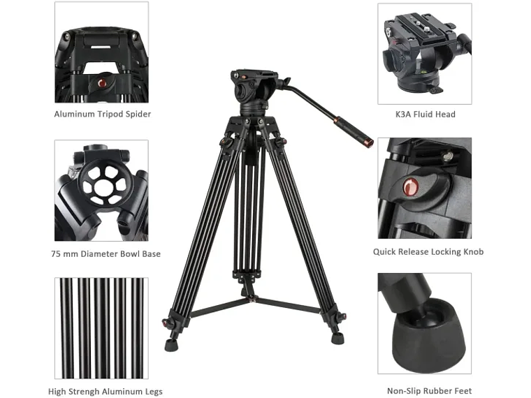 Triopo Trípode Para Video Fibra de Carbono  4