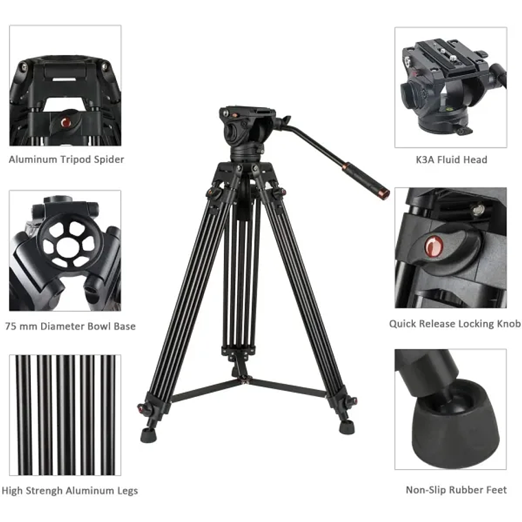 Triopo Trípode Para Video Fibra de Carbono  4