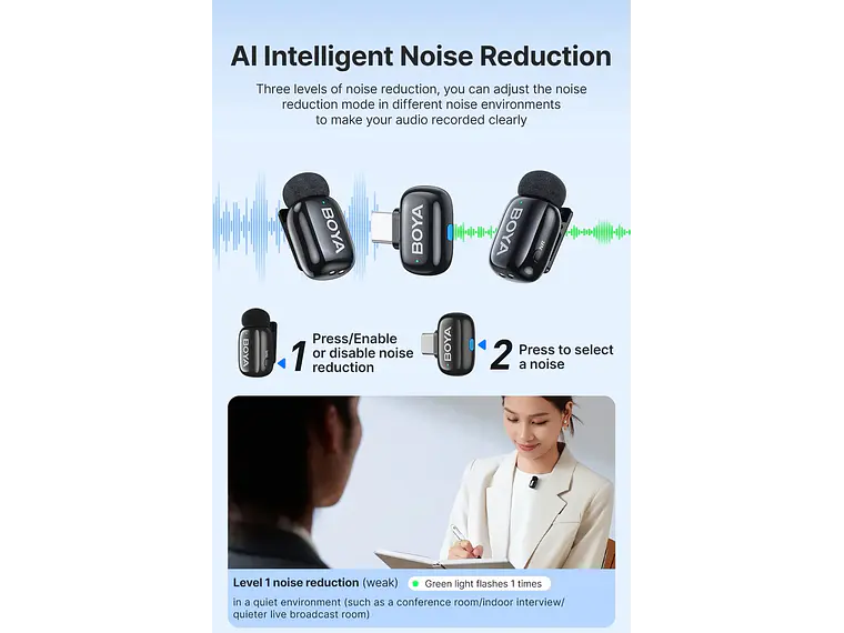 BOYAMini Micrófono Inalámbrico Doble USb-C y Lightning 7