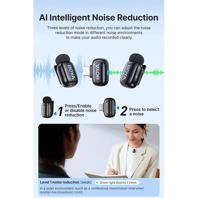 BOYAMini Micrófono Inalámbrico Doble USb-C y Lightning 7