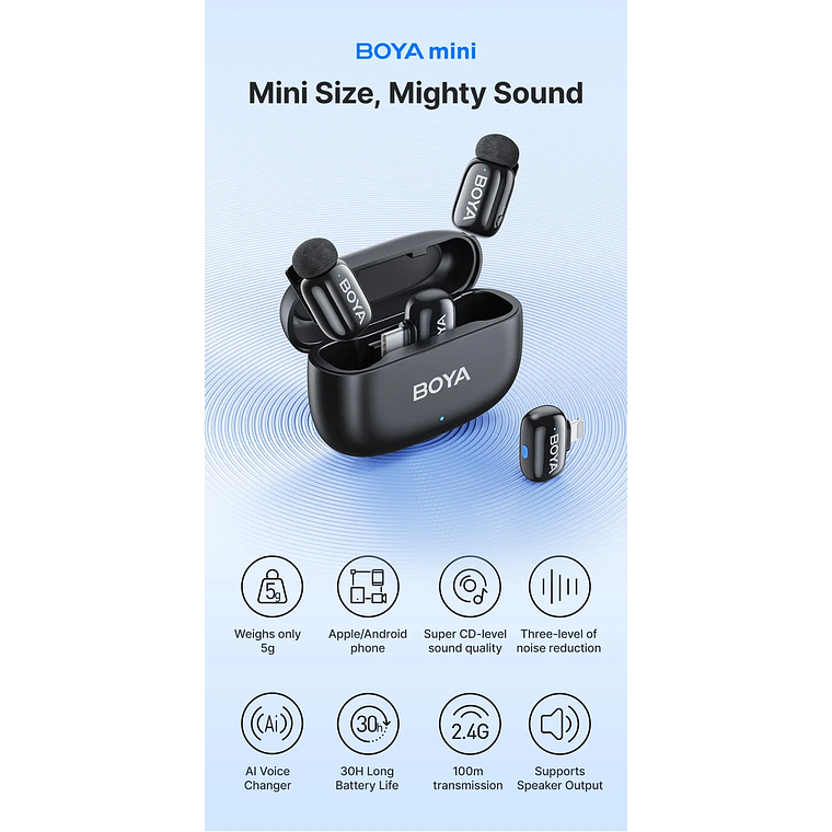 BOYAMini Micrófono Inalámbrico Doble USb-C y Lightning 11