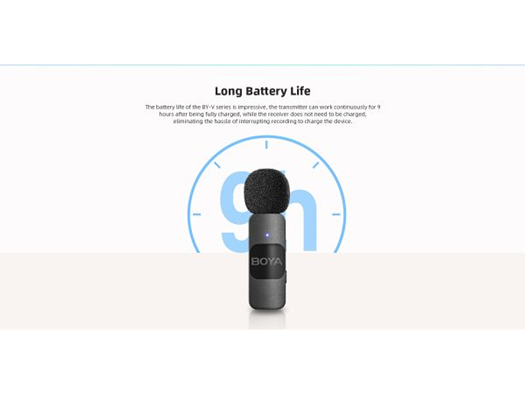 Boya BY-V10 Micrófono Inalámbrico Ultra Compacto y Portable 2.4GHz Conector USB-C 3