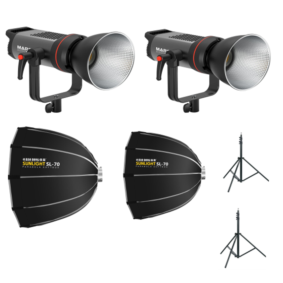 Triopo Kit 2 Luces 150W Mars M150Bi Con Cajas de Luz y Trípodes 1