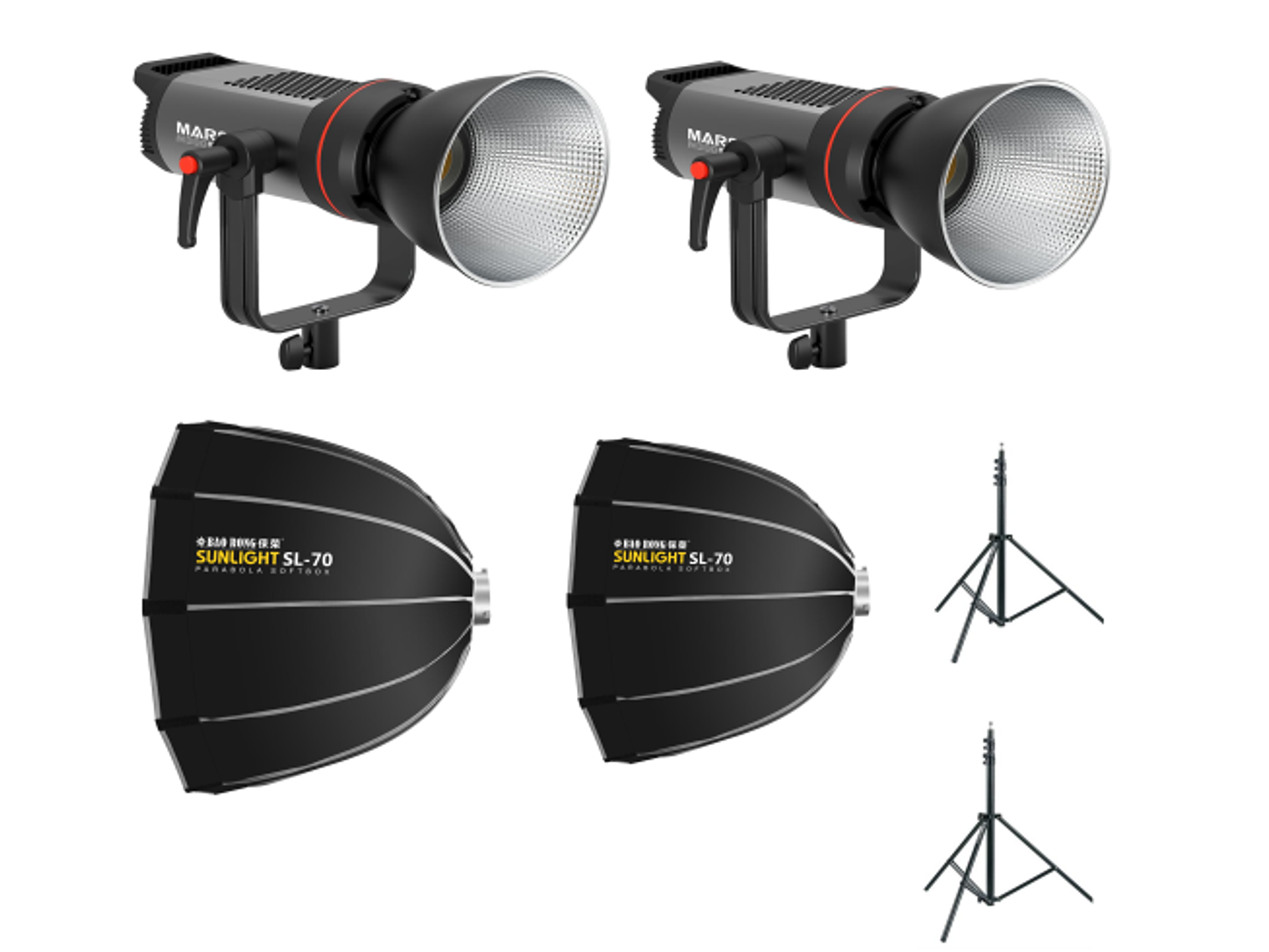 Triopo Kit 2 Luces 150W Mars M150Bi Con Cajas de Luz y Trípodes 1