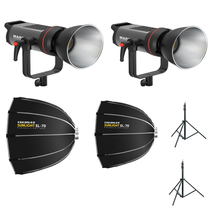 Triopo Kit 2 Luces 150W Mars M150Bi Con Cajas de Luz y Trípodes 1