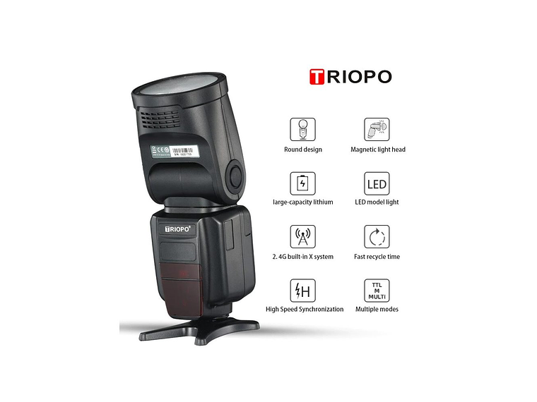 Triopo R1 Flash Cabeza Redonda, TTL, 2.4G Compatible Con Canon y Nikon 4