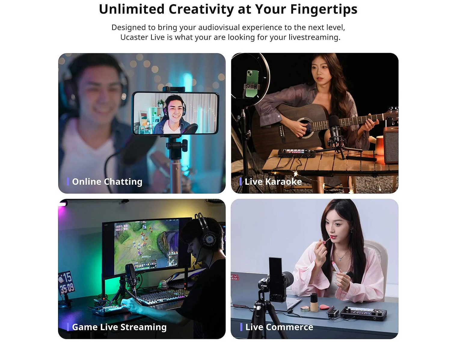 Ulanzi AX01 UCaster Live Tarjeta de Sonido Para Podcast y Streaming Con Batería Recargable 3