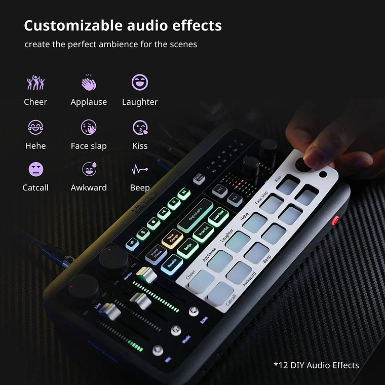 Ulanzi AX01 UCaster Live Tarjeta de Sonido Para Podcast y Streaming Con Batería Recargable 4