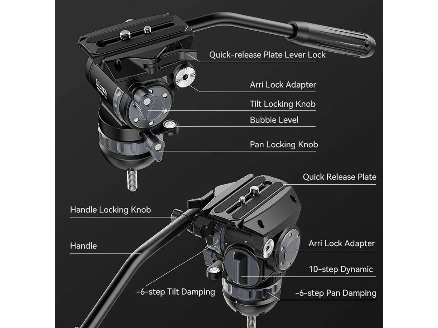 Ulanzi Video Fast de Fibra de Carbono Trípode Profesional Avanzado Para Video y Cine T046 6