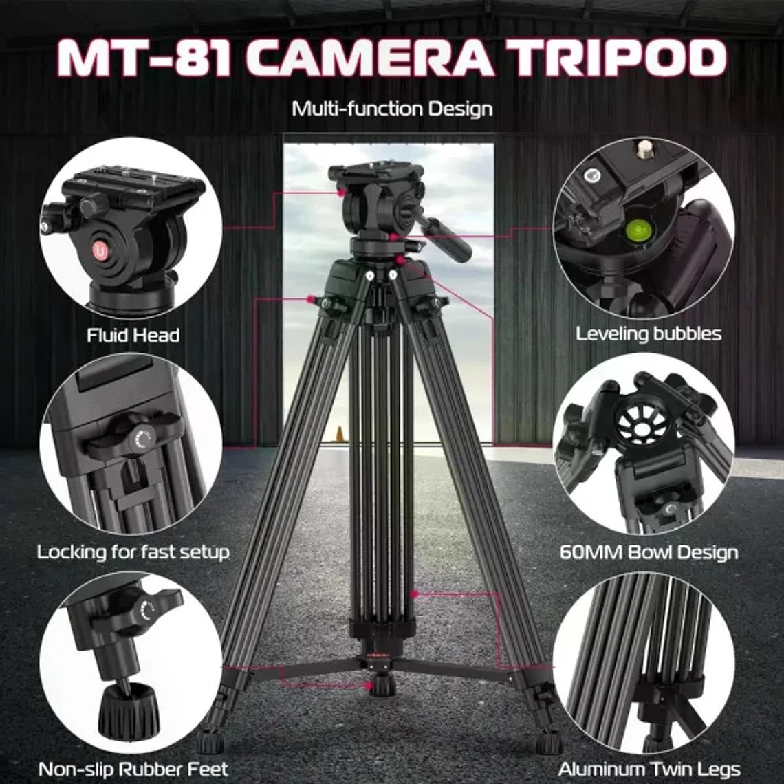 Ulanzi MT-81 Trípode de Video Con Equilibrio de Cabezal 7