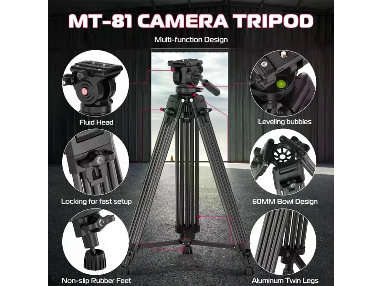 Ulanzi MT-81 Trípode de Video Con Equilibrio de Cabezal 7