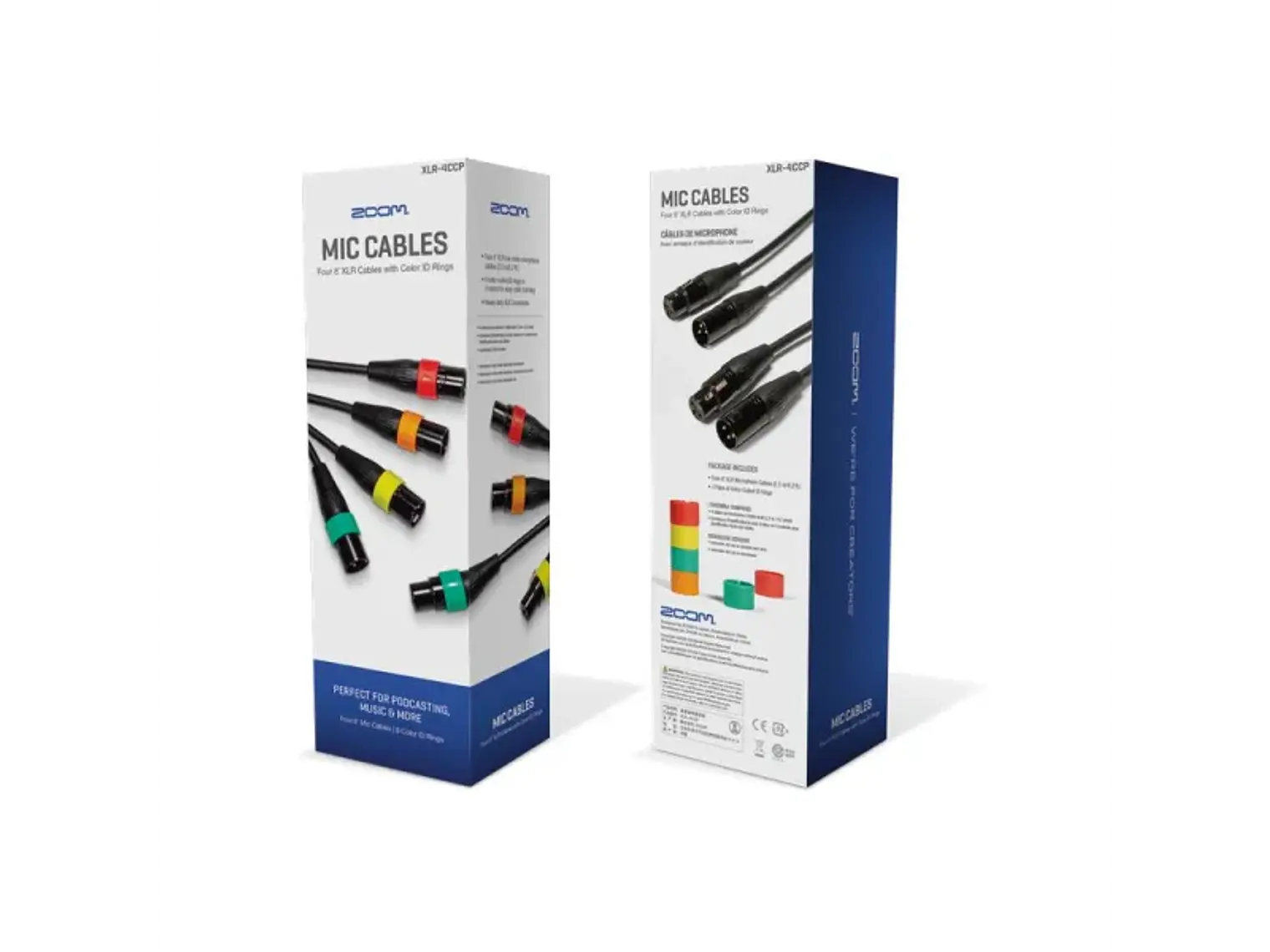 Zoom XLR-4c/CP Pack de 4 Cables Micrófono Con Anillos de Colores 1