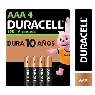 Duracell Pilas RECARGABLES 900MAH AAA X4
