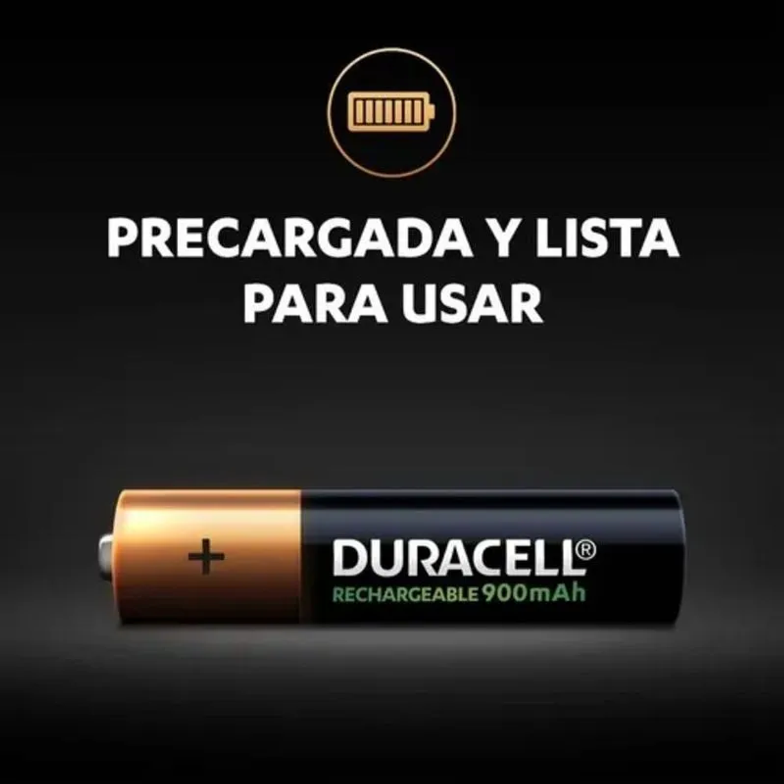 Duracell Pilas RECARGABLES 900MAH AAA X4 3