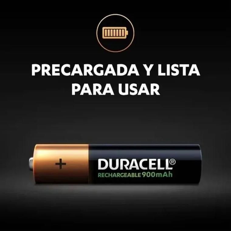 Duracell Pilas RECARGABLES 900MAH AAA X4 3
