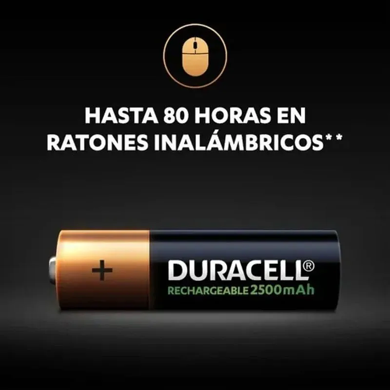 Duracell Pilas RECARGABLES 2500MAH AA X4 3