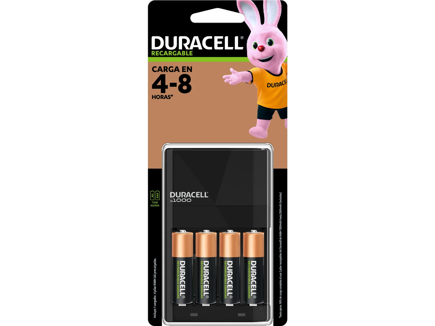 Duracell Cargador de pilas + 4 pilas AA recargables 2500MAH. 1