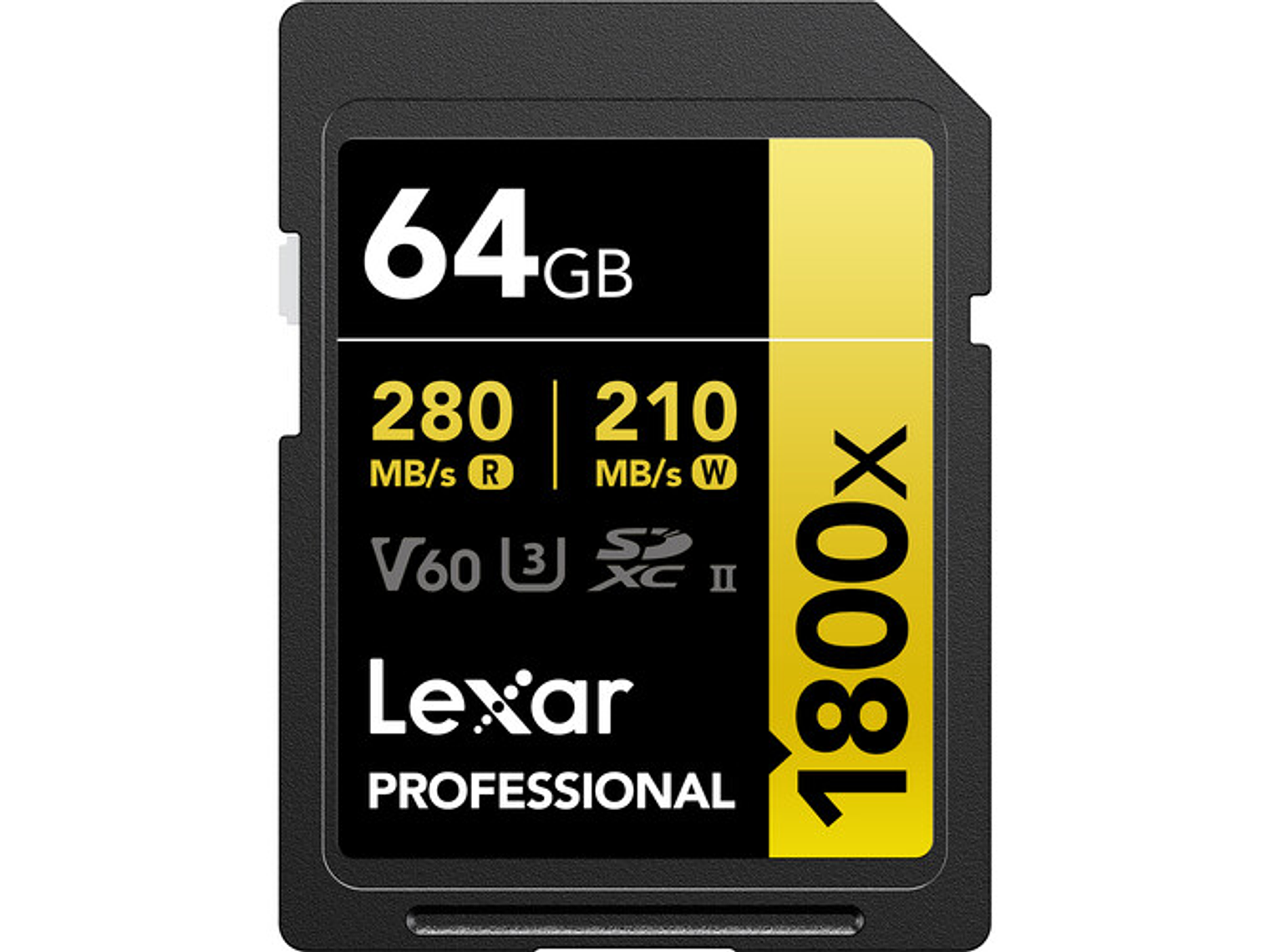 Tarjeta de memoria SDXC Lexar 64gb 1800x SDXC UHS-II 280/210 mb/s v60 gold 3