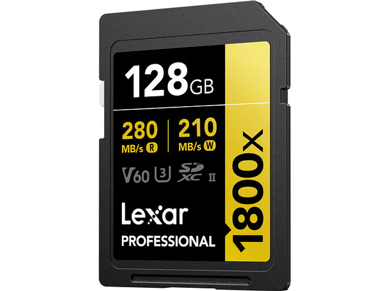 Tarjeta Memoria Lexar 128GB 1800X SDXC UHS-II 280/210MB/s V60 4K GOLD 1