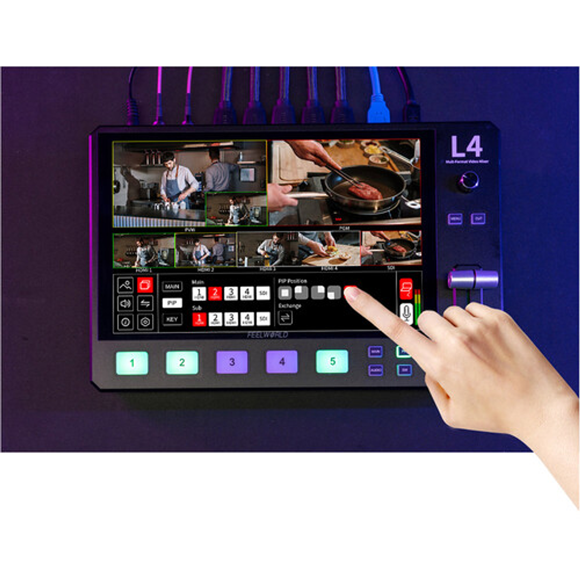 FeelWorld Switcher L4 HDMI LCD de 10,1