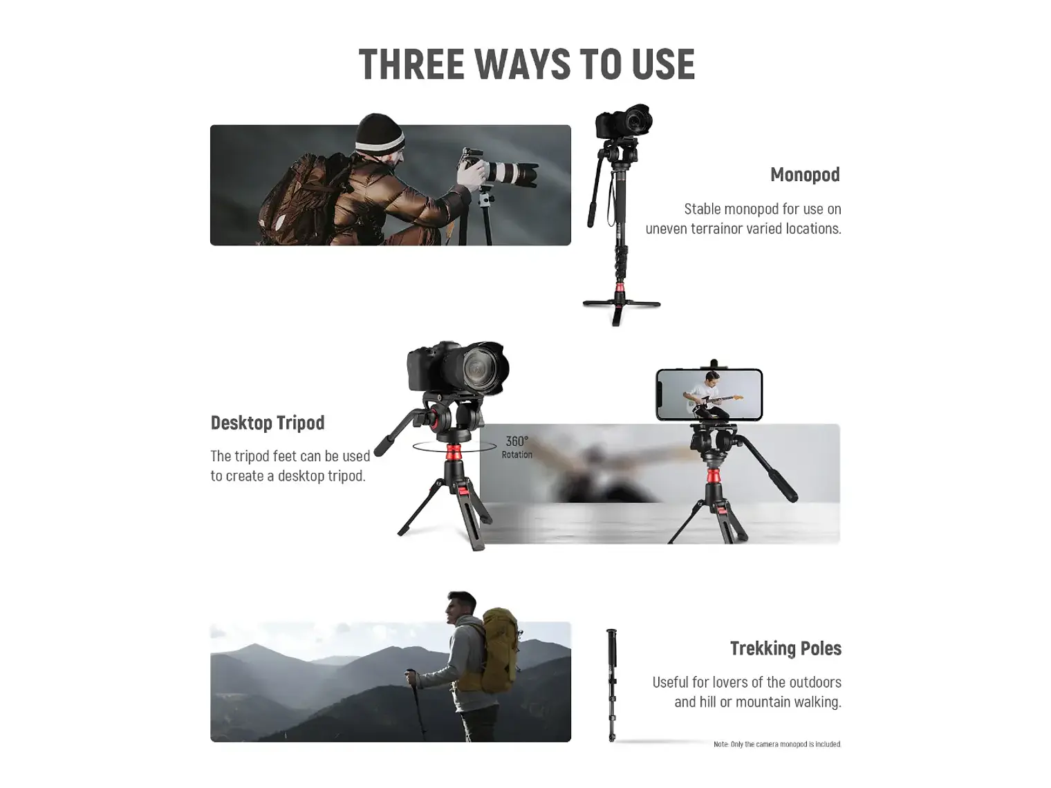 Neewer Manopie GM76 Profesional 179cm con Cabezal Fluido 3