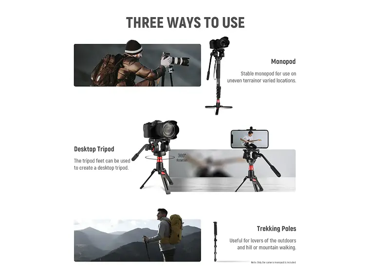 Neewer Manopie GM76 Profesional 179cm con Cabezal Fluido 3