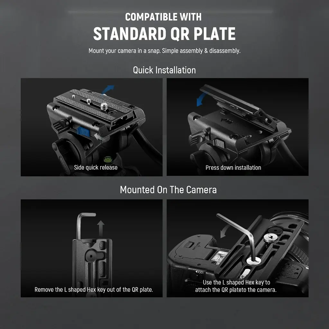 Neewer Manopie GM76 Profesional 179cm con Cabezal Fluido 4