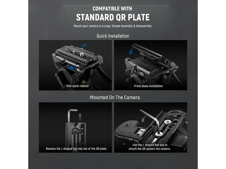 Neewer Manopie GM76 Profesional 179cm con Cabezal Fluido 4