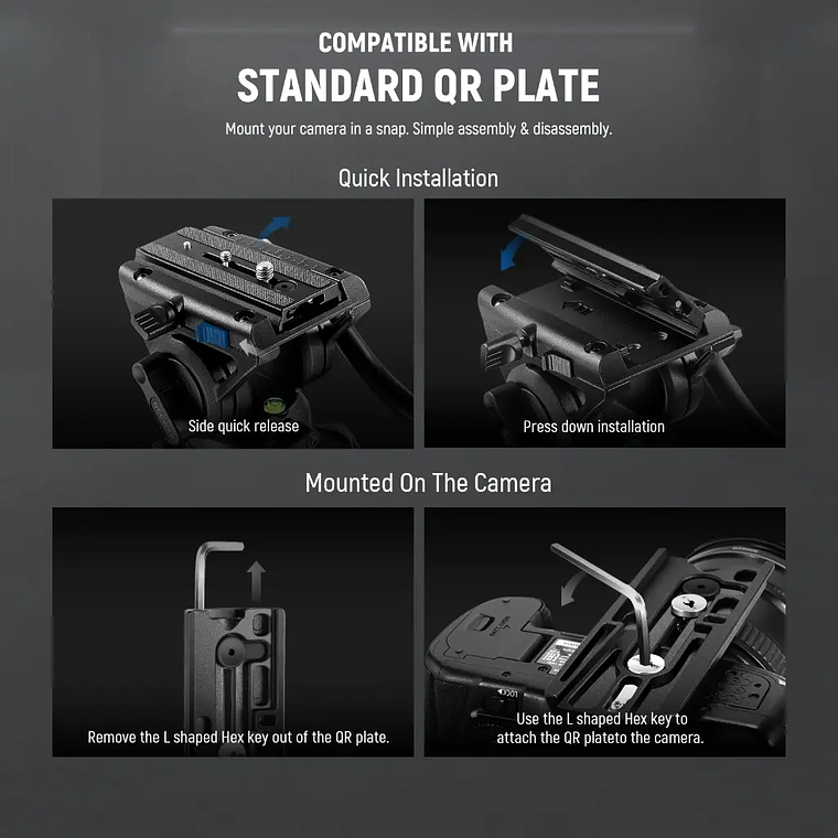 Neewer Manopie GM76 Profesional 179cm con Cabezal Fluido 4