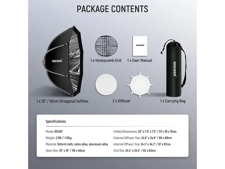 Neewer Softbox Octagonal de 45 cm con Montura Bowens 8