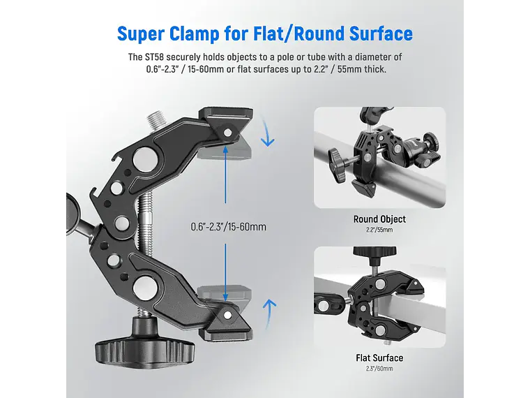 Neewer Brazo Magico doble con Super Clamp y Cabezal Bola 6