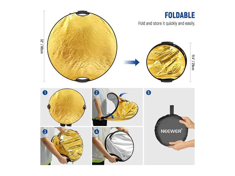 Neewer Reflector RF-110II 110cm con Abrazadera y Empunadura 7