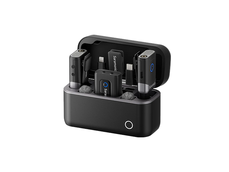 Saramonic Micrófono lavalier inalámbrico, 2 TX, 1 RX, case de carga. 1