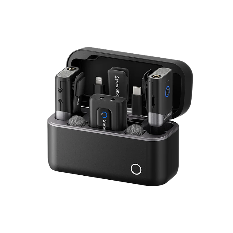 Saramonic Micrófono lavalier inalámbrico, 2 TX, 1 RX, case de carga. 1