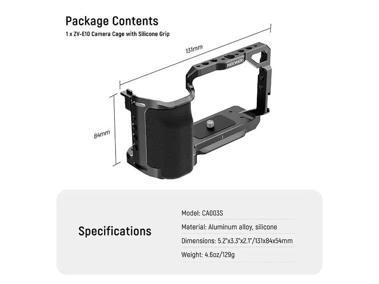 Jaula Neewer CA003S para Sony ZV-E10 con Empunadura 8