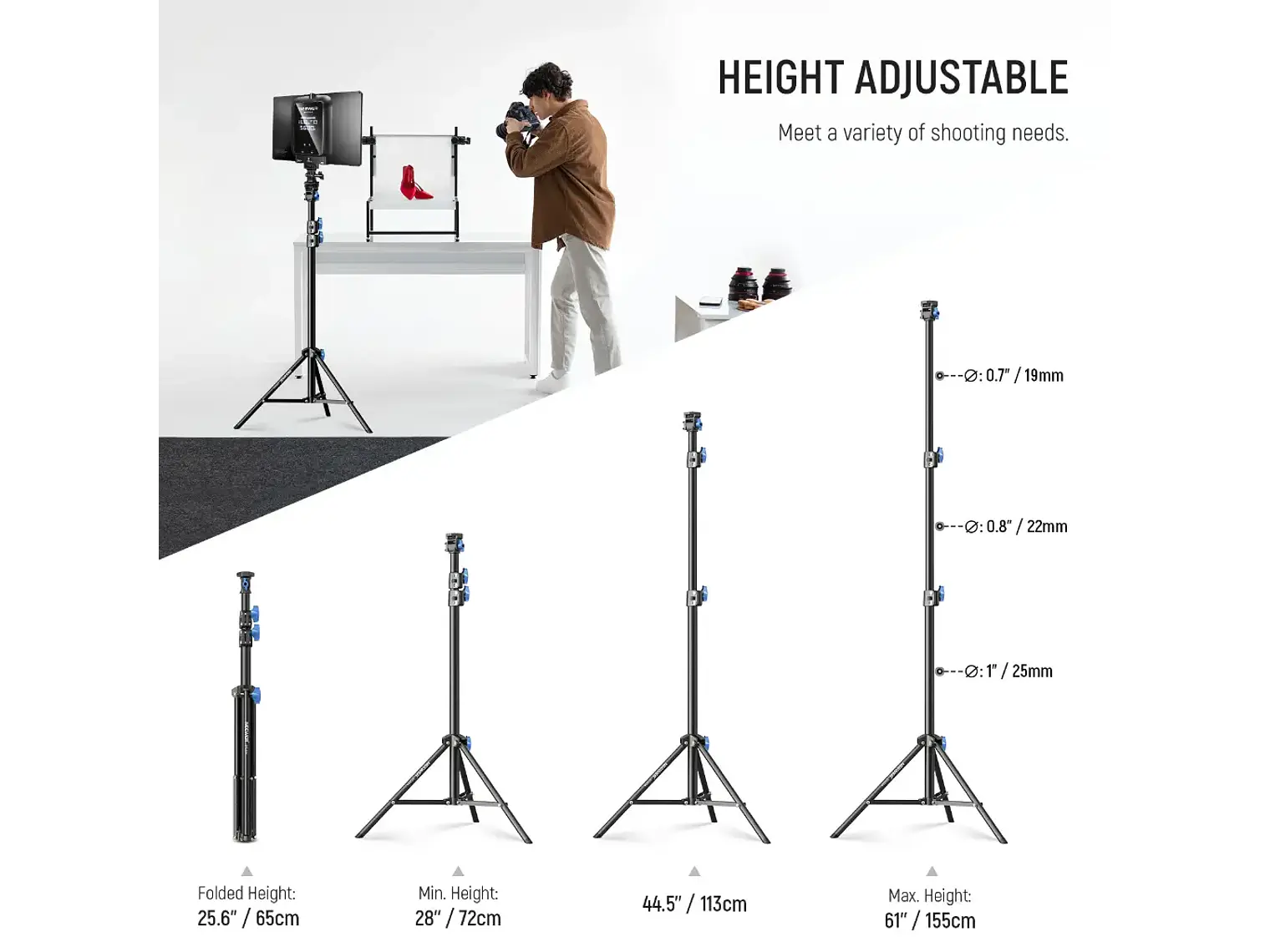 Tripode de Iluminacion NEEWER de 72 a 155 cm 7