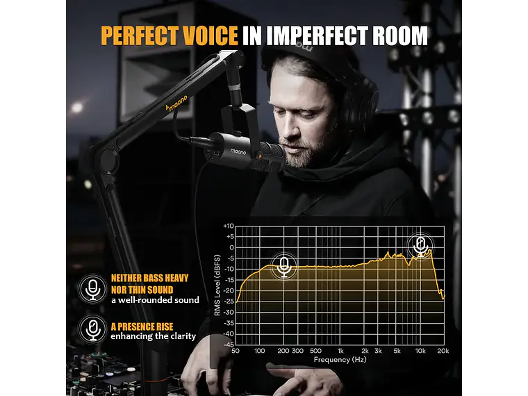 Maono Microfono Dinamico Profesional PD400X XLR USB para PODCASTERS 7
