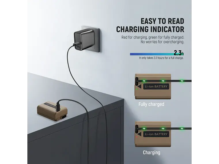 Neewer Batería TNP-FW50 1030mAh con Puerto USB-C 2