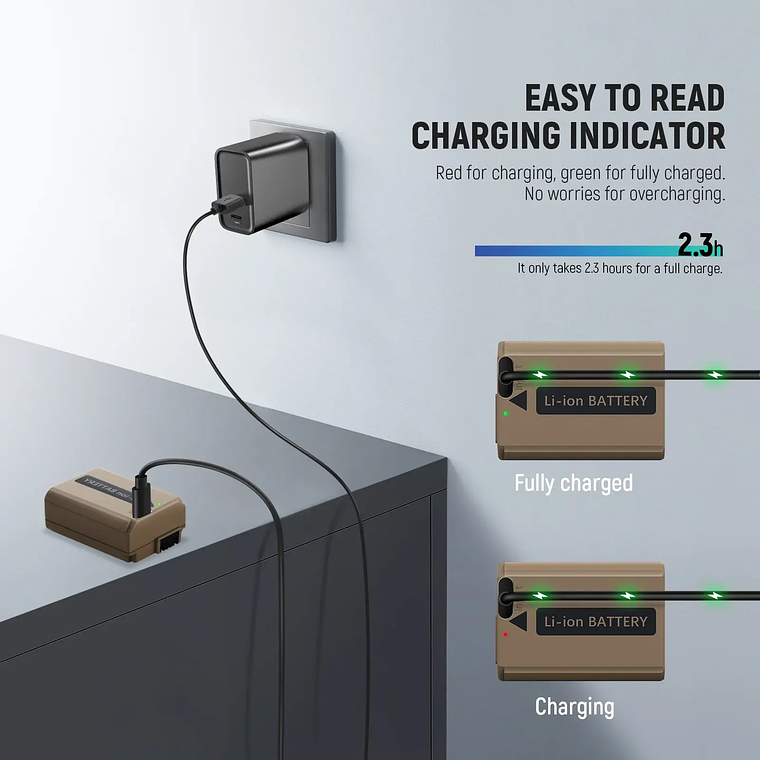 Neewer Batería TNP-FW50 1030mAh con Puerto USB-C 2