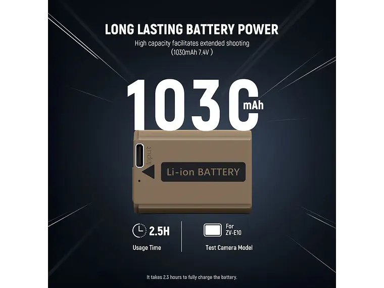 Neewer Batería TNP-FW50 1030mAh con Puerto USB-C 4