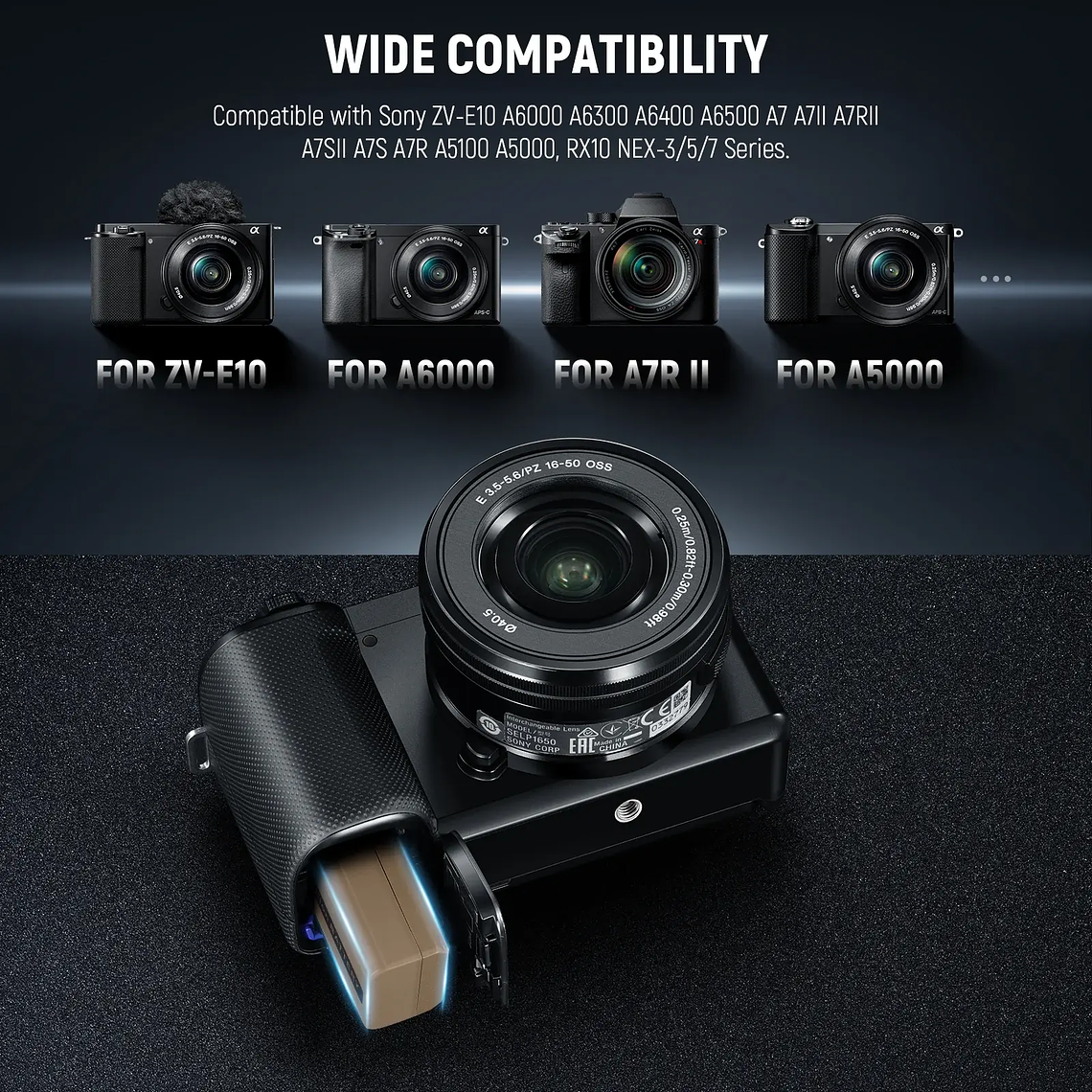 Neewer Batería TNP-FW50 1030mAh con Puerto USB-C 7